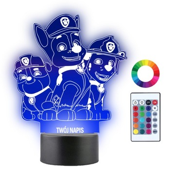Lampka Nocna LED 3D Psi Patrol Team Chase Grawer