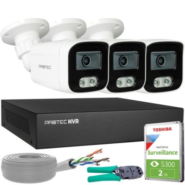 Monitorovací sada 3 kamer Ip 8MP PoE Mikrofon Detekce lidí Hdd