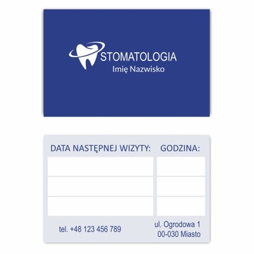 Wizytówki, terminarzyki, dentysta 1000 szt