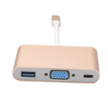 Конвертер адаптера HUB USB 3.1 Type C в USB 3.0 / VGA / USB-C Gold Gold