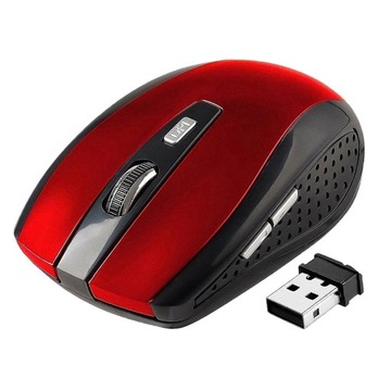 Mini mysz optyczna 2,4G, 6 przycisków, 1800 DPI do komputera, czerwona