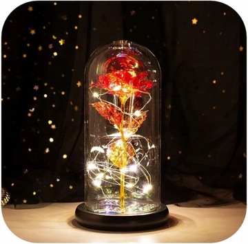 ВЕЧНАЯ РОЗА В СТЕКЛЯННОЙ КОРОБКЕ, СВЕТЯЩАЯСЯ, ИДЕЯ ПОДАРКА НА ЖЕНСКИЙ ДЕНЬ ДЛЯ НЕЕ