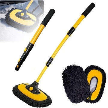 ТЕЛЕСКОПИЧЕСКАЯ ЩЕТКА ДЛЯ МЫТЬЯ АВТОМОБИЛЕЙ И ПАНЕЛЕЙ АВТОМОБИЛЕЙ 90° + 3 НАКЛАДКИ ДЛЯ ШВАБРЫ