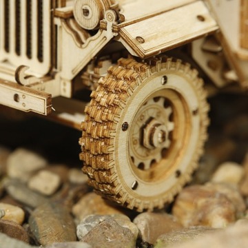 Robotime - wojskowy Jeep - mechaniczne puzzle 3D