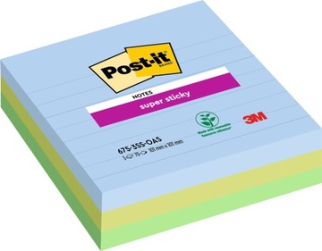Post-it Super Sticky karteczki samoprzylepne kolorowe w linie 3x 70 kartek