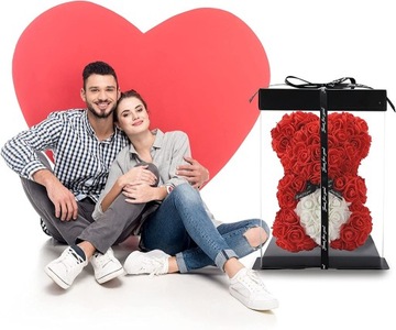 MIŚ z RÓŻ DUŻY Z PŁATKÓW RÓŻ PREZENT DZIEŃ KOBIET ROSE BEAR RÓŻ