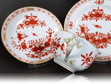 Большой чайный сервиз MEISSEN MEISSEN, дизайн коралловых чашек золото 1945