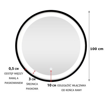 КРУГЛОЕ ЗЕРКАЛО СО СВЕТОДИОДНОЙ РАМКОЙ, БОЛЬШОЕ, диаметр 100 СМ + СЕНСОРНОЕ