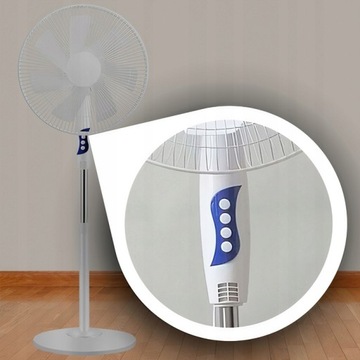 НАСТОЛЬНЫЙ ВЕНТИЛЯТОР, НАПОЛЬНЫЙ ВЕНТИЛЯТОР, ТИХИЙ, МОЩНЫЙ, 7 ЛОПАСТЕЙ, 3 РЕЖИМА, БЕЛЫЙ