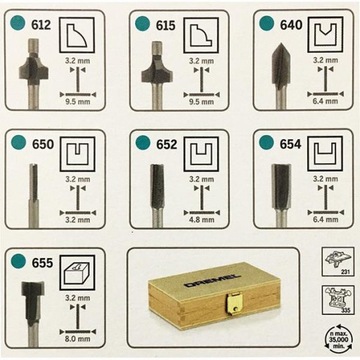 Набор из 7 многофункциональных фрез DREMEL 660.