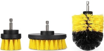 3szt SZCZOTKA SZCZOTKI NYLONOWE NA WIERTARKĘ DO CZYSZCZENIA FELG DYWANIKÓW