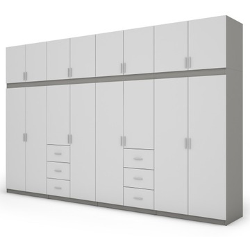 Biała Szafa Sypialniana 380cm, Modułowy Design (18mm)