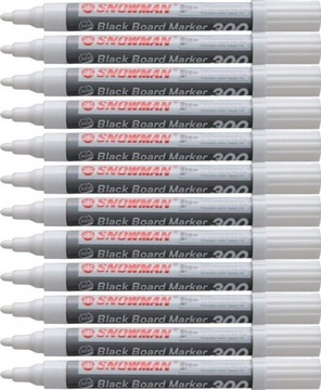 Marker kredowy BIAŁY pisak zmazywalny flamaster Snowman 2-5mm do tablic x12