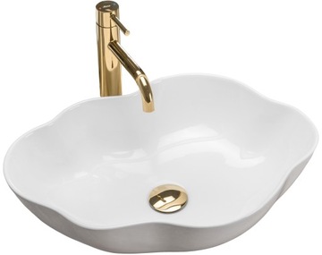 UMYWALKA NABLATOWA BIAŁA OWALNA ASYMETRYCZNA REA PEARL CERAMICZNA MUSZLA