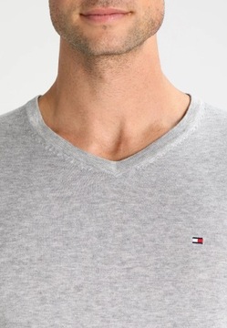 SWETER MĘSKI TOMMY HILFIGER SZARY ROZM L V-NECK