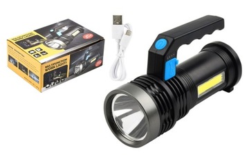 LATARKA AKUMULATOROWA Z RĄCZKĄ MOCNA USB