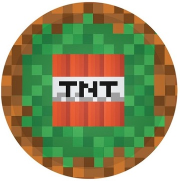 TALERZYKI URODZINOWE PIKSELE MINECRAFT TNT 6 SZTUK