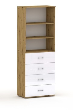 Szafa z szufladami POLA 215 4S3P Dąb Artisan 53/40 cm Biały - POŁYSK