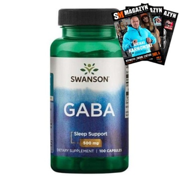 SWANSON GABA 500 mg KWAS GAMMA AMINOMASŁOWY SEN STRES RELAKS 100 kaps