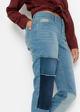 ДЖИНСОВЫЕ БРЮКИ С ДЕКОРАТИВНЫМИ НАШИВКАМИ BONPRIX 42