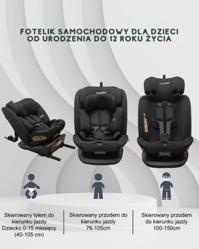 Вращающееся на 360° автокресло ISOFIX 0–36 кг