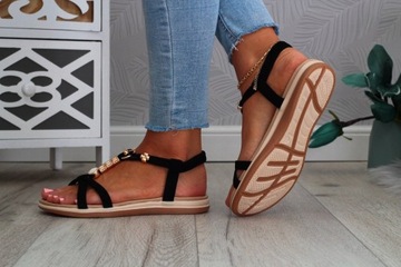 SANDAŁY DAMSKIE Z GUMKAMI ELEGANCKIE