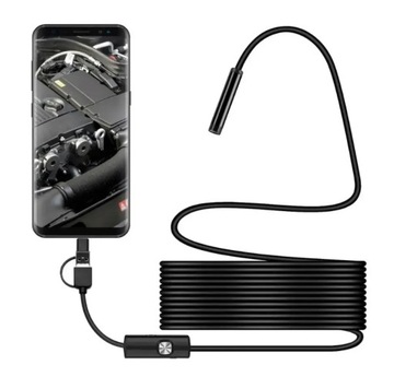 KAMERA ENDOSKOPOWA INSPEKCYJNA 5M LED USB 3 W 1 DO SILNIKA TELEFONU PC HD