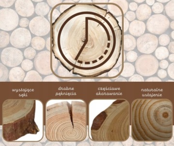 4x 3D стеновая панель, необработанное дерево, сосновые диски