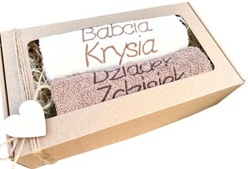 Prezent na Dzień Babci i Dziadka Ręczniki z Haftem