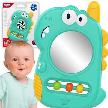DINO ZABAWKA NIEMOWLĄT SENSORYCZNA GRYZAK GRZECHOTKA LUSTERKO WOOPIE BABY