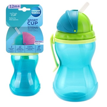 CANPOL BIDON KUBEK Z RURKĄ silikonową ze słomką 370 ml 12+