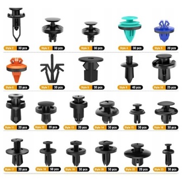 SPINKI KOŁKI KLIPSY SAMOCHODOWE ŚCIĄGACZE DEMONTAŻU TAPICERKI ZESTAW 675el