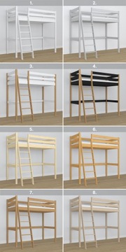 Кровать-мезонин N03, белый и сосна, 80х200