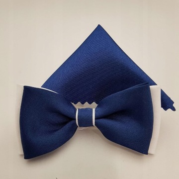 ГАЛСТУК-БАБОЧКА ПРИЧИНЕНИЯ, ТЕМНО-СИНИЙ, БЕЛЫЙ ГАЛСТУК-БАБОЧКА С КАРМАНОМ В Клетку