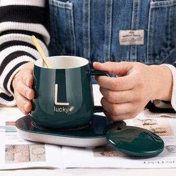 НАБОР ПОДОГРЕВАТЕЛЯ ДЛЯ КОФЕ, ЧАЯ, КРУЖКА, ЛОЖКА, ПОДАРОК