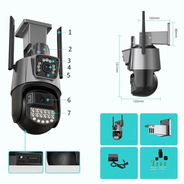 PODWÓJNA KAMERA IP 2W1 ZEWNĘTRZNA OBROTOWA WIFI 2x 3MPx FULL HD+ MONITORING