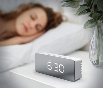 СВЕТОДИОДНЫЕ ЭЛЕКТРОННЫЕ ЦИФРОВЫЕ ЧАСЫ С ЗЕРКАЛОМ БУДИЛЬНИК ТЕРМОМЕТР ДАТА СТОЯЩАЯ