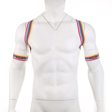 BDSM63 ELASTYCZNY HARNESS, Tęcza, LGBT + 2 opaski