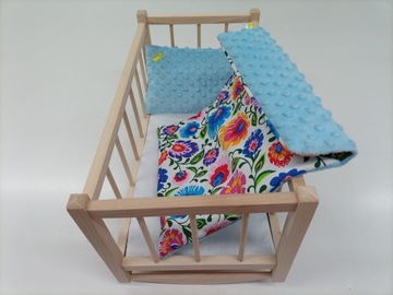 KOŁYSKA DREWNIANA dla lalek + POŚCIEL - PRODUCENT.