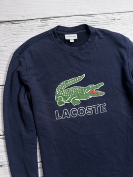 LACOSTE GRANATOWA BLUZA MĘSKA CREWNECK PREMIUM LOGO