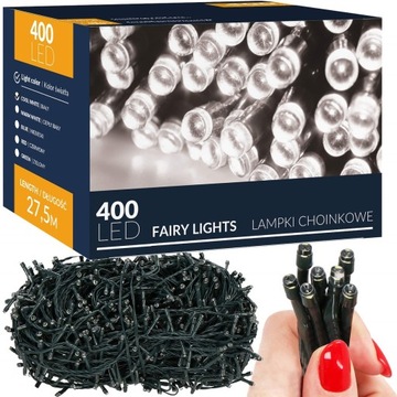 Рождественские елочные гирлянды 400 светодиодов 27,5 м НА УЛИЦЕ В ПОМЕЩЕНИИ ХОЛОДНЫЙ БЕЛЫЙ РОЖДЕСТВЕНСКИЙ