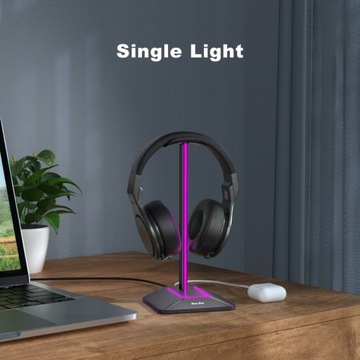 STOJAK STATYW NA SŁUCHAWKI NEW BEE GAMINGOWY PODŚWIETLENIE RGB LED HUB USB