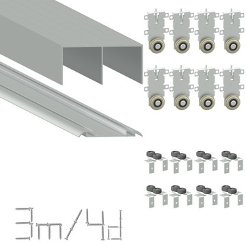 System przesuwny szafa 3m / 4 Drzwi