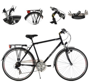 Мужской треккинговый велосипед с 28 колесами, освещением, туристическим багажником, звонком