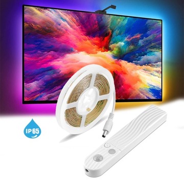 Светодиодная лента на батарейках, USB-датчик движения, 5 м, холод.