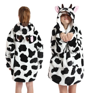 Bluza Koc Ciepła Oversize Futrzak XXL Gruba 2w1 Krowa Dziecięca