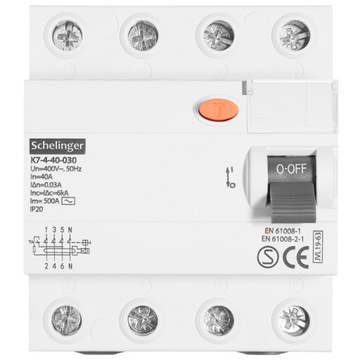 Wyłącznik różnicowoprądowy Schelinger A03-K7-4-40