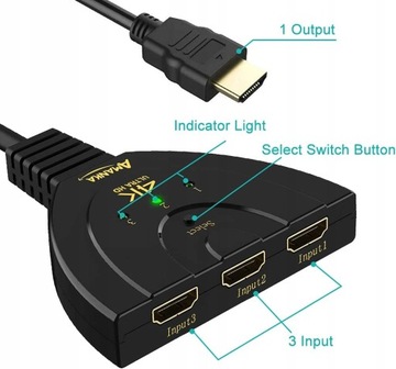 ПЕРЕКЛЮЧАТЕЛЬ HDMI ПЕРЕКЛЮЧАТЕЛЬ 3 В 1 ULTRAHD 4K РАЗВЕТВИТЕЛЬ