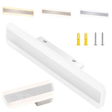 LAMPA ŚCIENNA WEWNĘTRZNA KINKIET LED NOWOCZESNA 40CM TRICOLOR 8-27W IP44