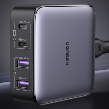 Сетевое зарядное устройство Ugreen, 65 Вт, 2x USB-C, 2x USB-A, QC PD AFC FCP SCP, быстрое